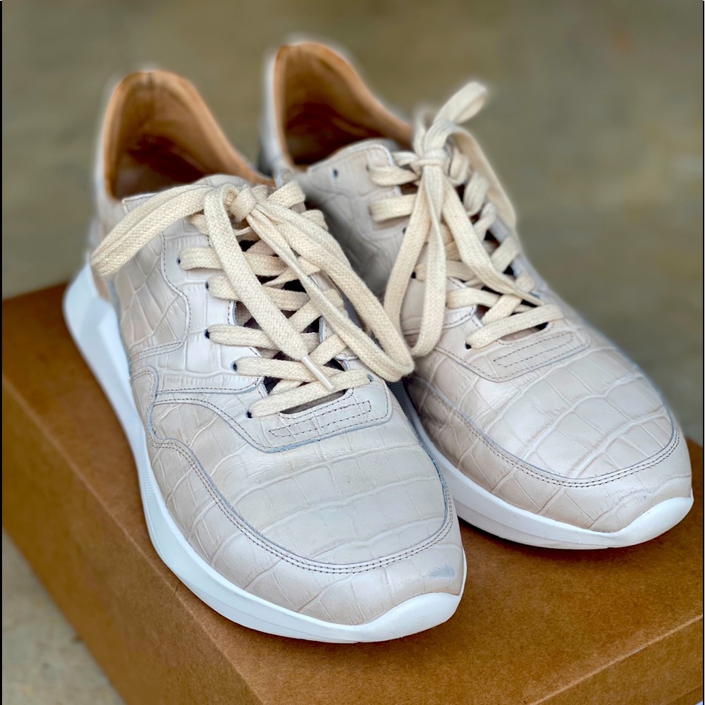 Anthropologie Beige Croc Sneakers SZ 8.5